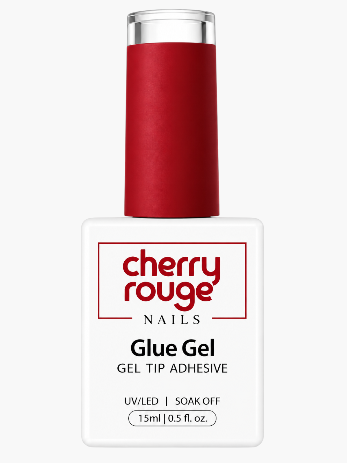 Flacon de Glue Gel Cherry Rouge 4en1 pour capsules et Press-On Nails, formule HEMA et TPO free, 15 ml.